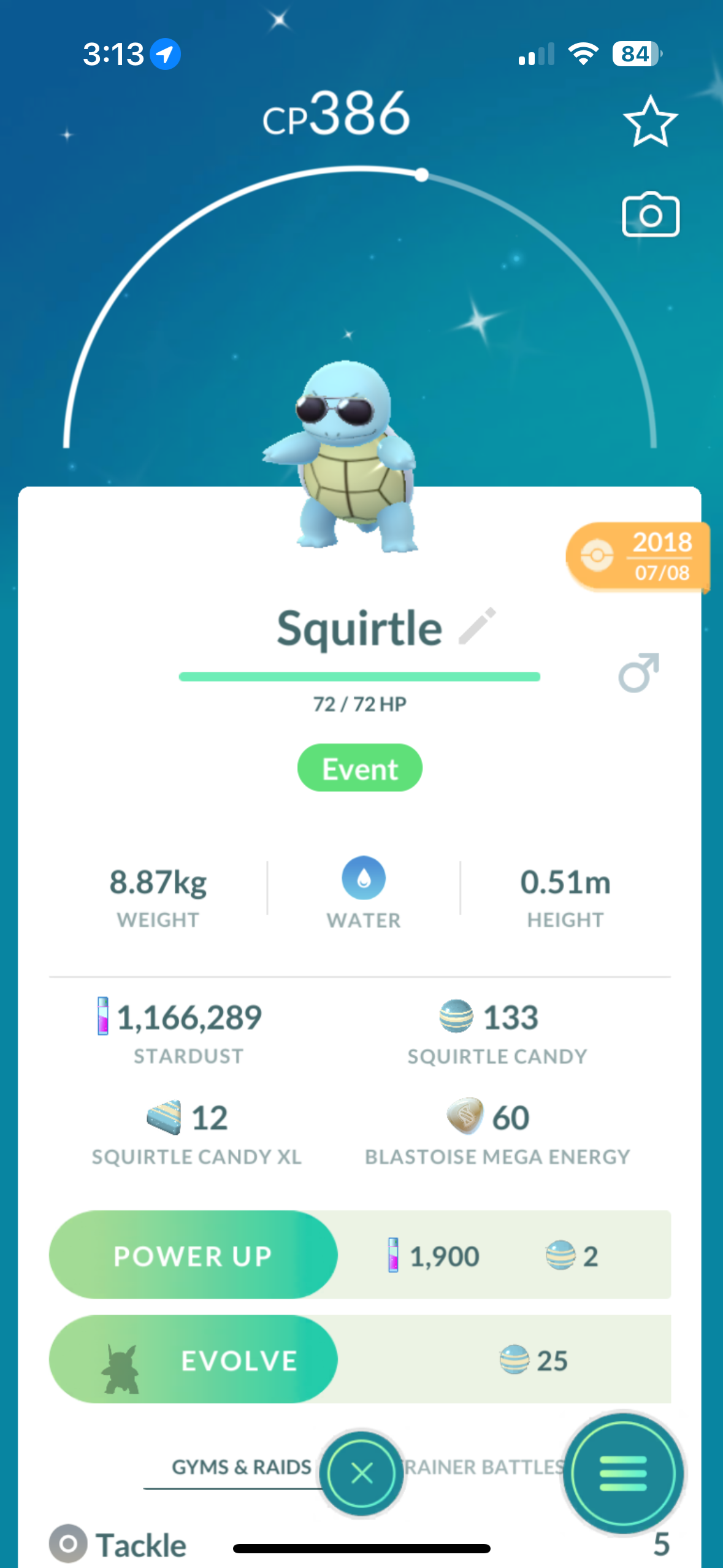 Shiny Squirtle with Sunglasses "SHINY" "EVENT"