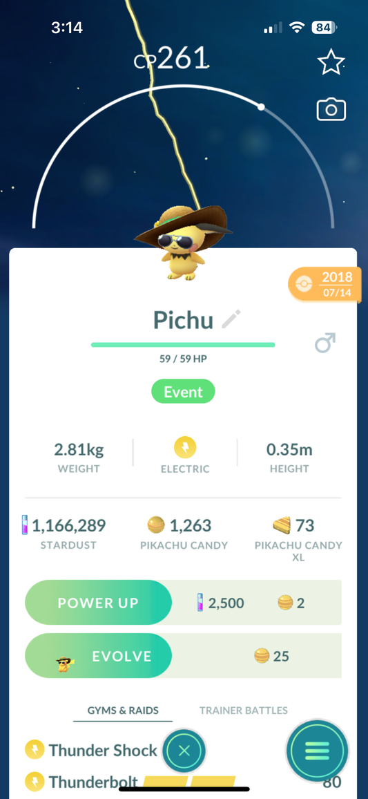 Pichu with Sunglasses "EVENT" "RARE"