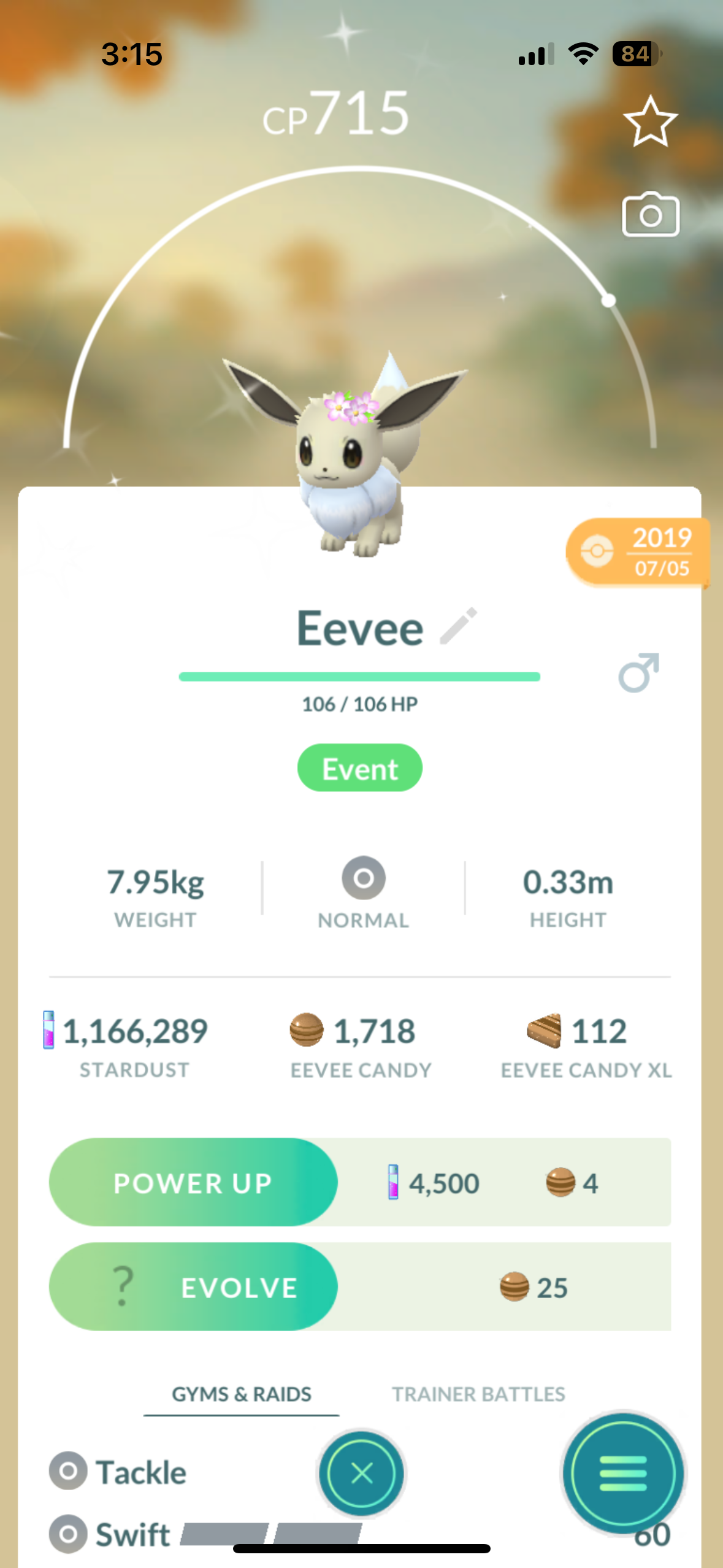 Shiny Eevee with Flower "SHINY" "EVENT"