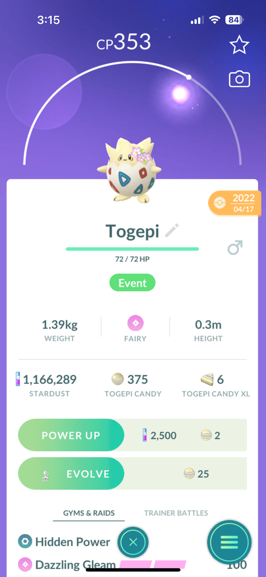 Togepi with Flower "EVENT" "Rare"