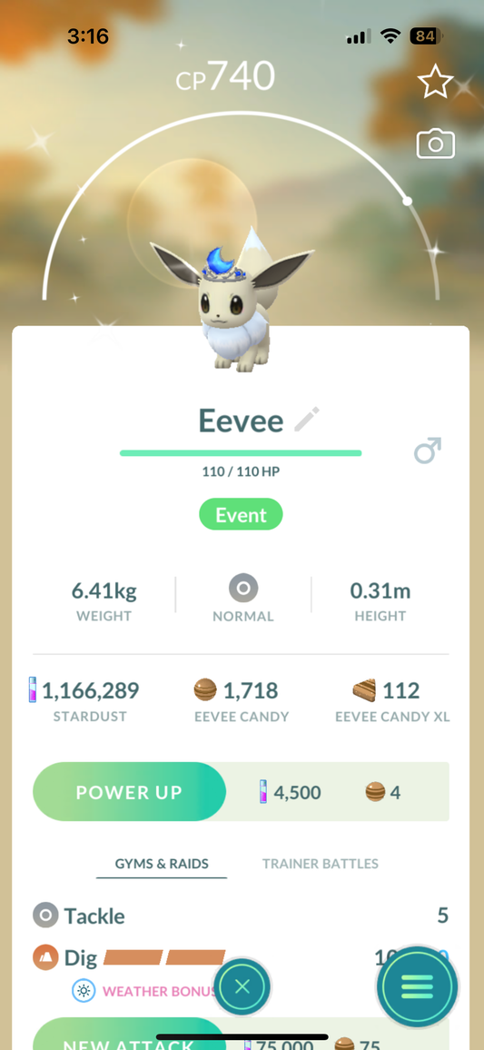 Shiny Eevee with Moon Crown "SHINY" "EVENT"