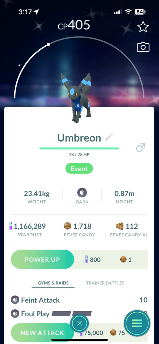 Shiny Umbreon with Scarf "SHINY" "EVENT"