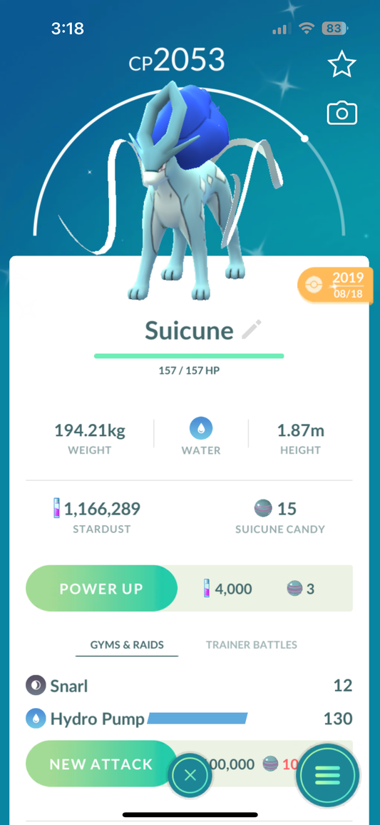 Shiny Suicune "SHINY" "LEGENDARY"