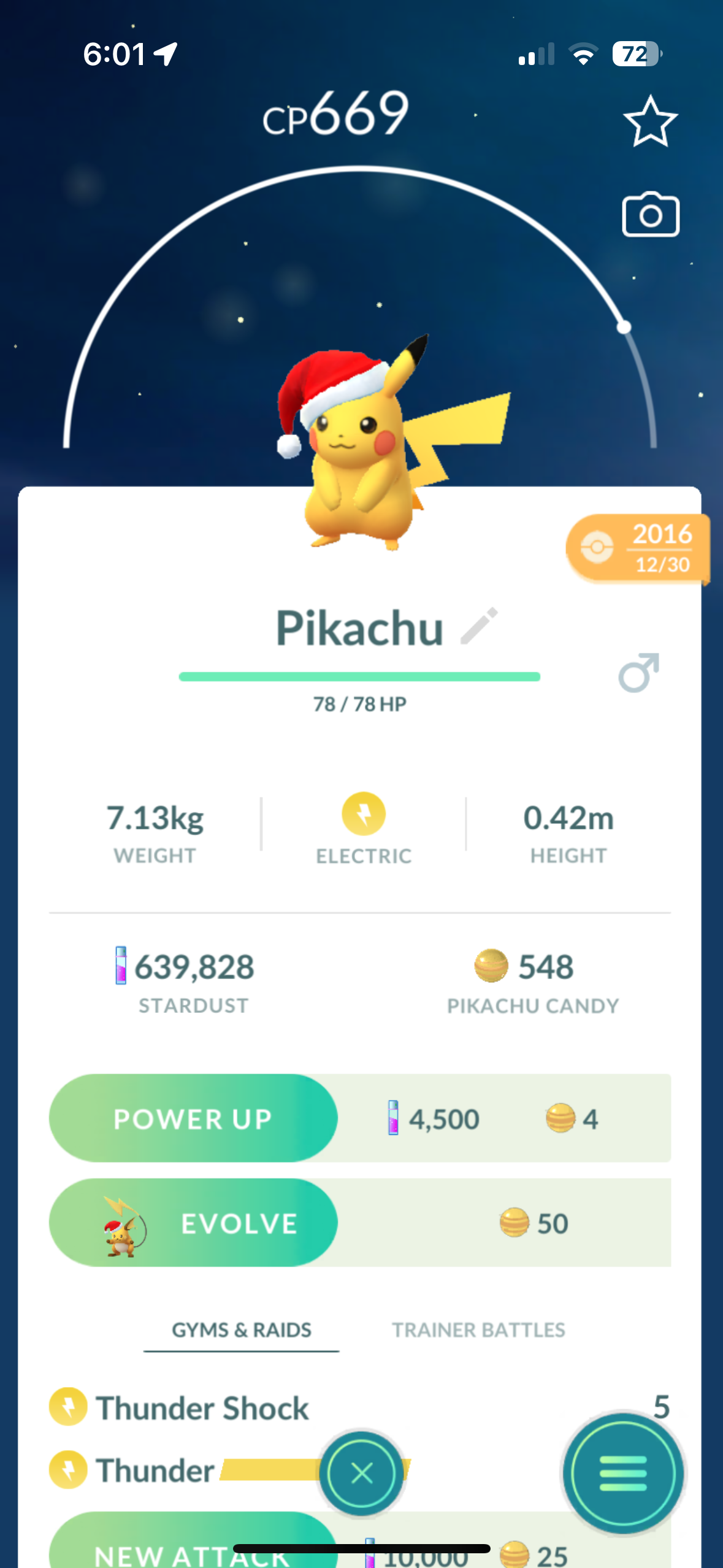 Pikachu with Xmas Hat "EVENT" "RARE"