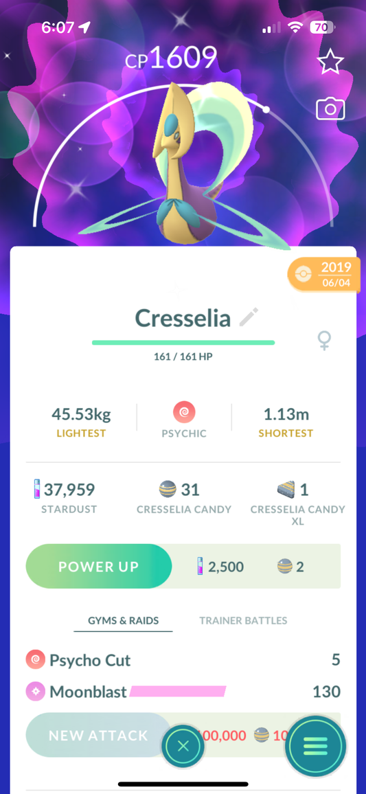 Shiny Cresselia "SHINY" "LEGENDARY