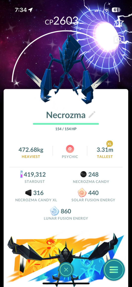 Shiny Necrozma w/ Background "SHINY" "LEGENDARY" "BACKGROUND" "EVENT" "RARE"